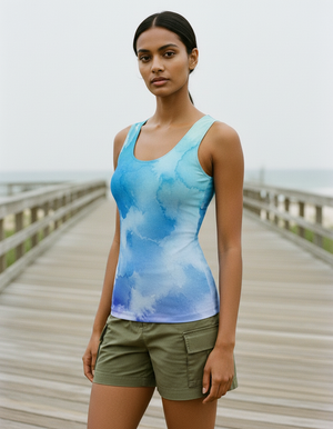 Women's Blue Aura Mosaic women's tank tops