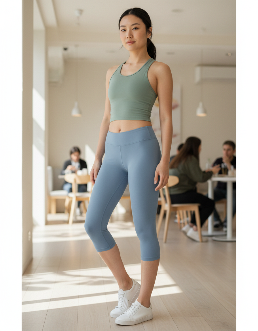 Capri Leggings in Dusty Blue