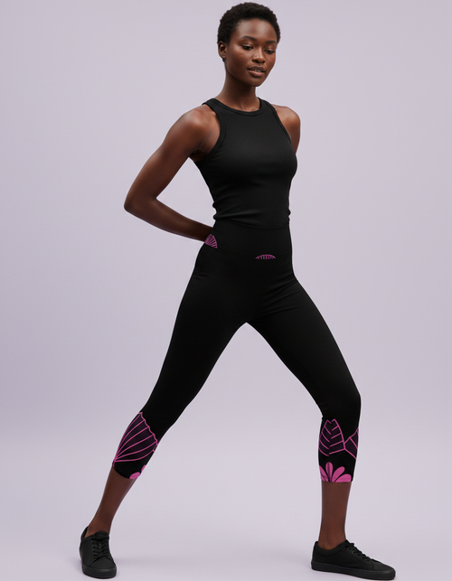 Electric Fuchsia Aurelia Capri Yoga Leggings Capri Yoga Leggings — Dripper