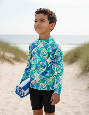 Kids Transformative Teal Prism kids rashguards