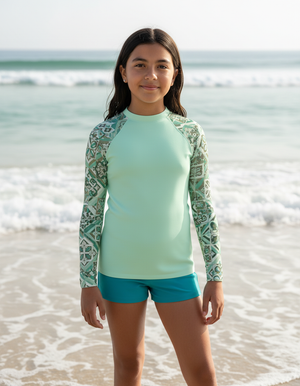 Youth Jelly Mint Helix youth rashguards