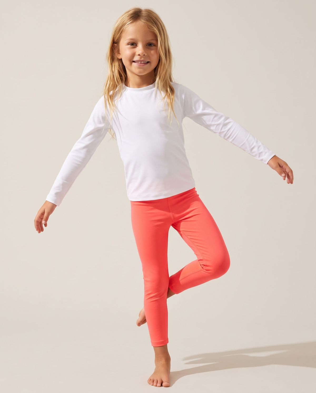 Neon Coral Girls Leggings Girls Leggings — Lolekai