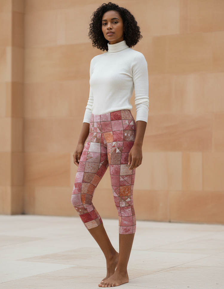 Women's Mosaic Tile Capri Leggings
