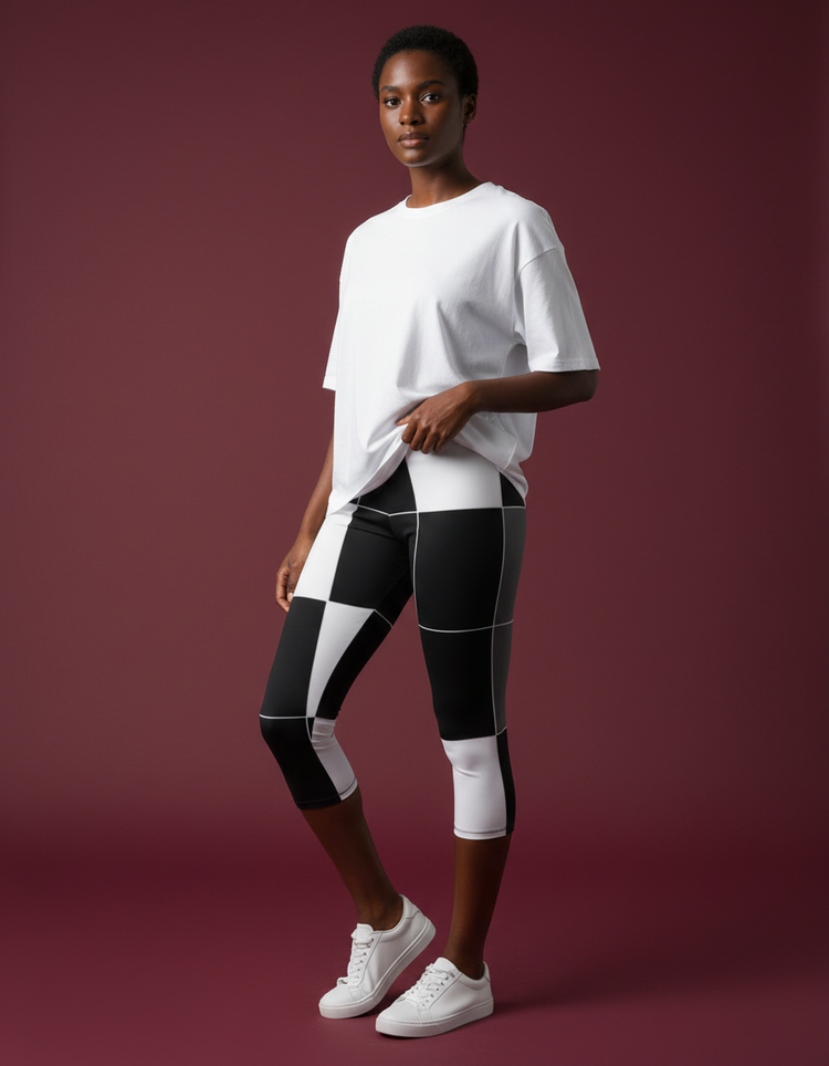 Women's Checkerboard Capri Leggings