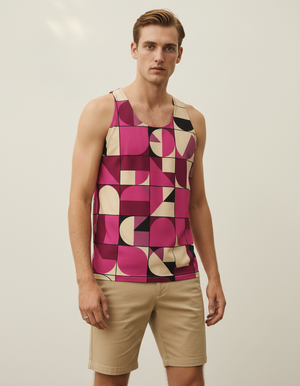 Men's Electric Fuchsia Tonal men's tank tops