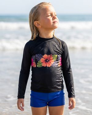 Girls Tropic Carnival Black Pua Youth Rash Guard Youth Rash Guard — Lolekai