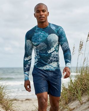 Transformative Teal Senjin Rash Guard Men's Rashguard — Lolekai