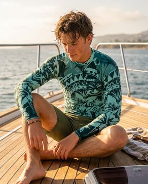 Men's Transformative Teal Koa Uli men's short-sleeve rashguards