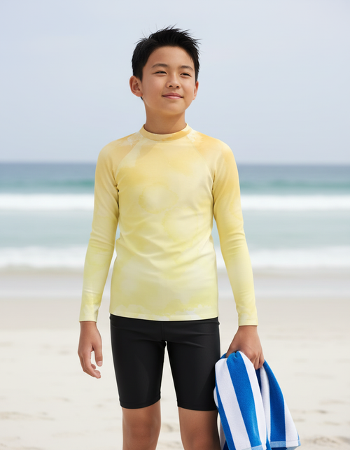 Lemon Yellow Mosaic Youth Rash Guard Youth Rash Guard — Dripper