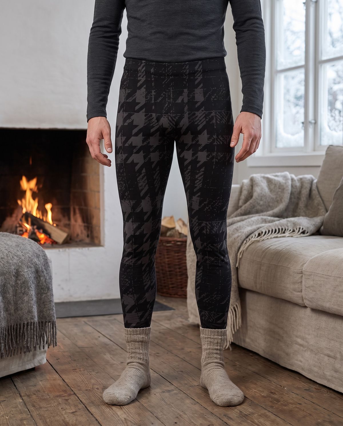 Houndstooth Base Layer Men's Leggings — Lolekai