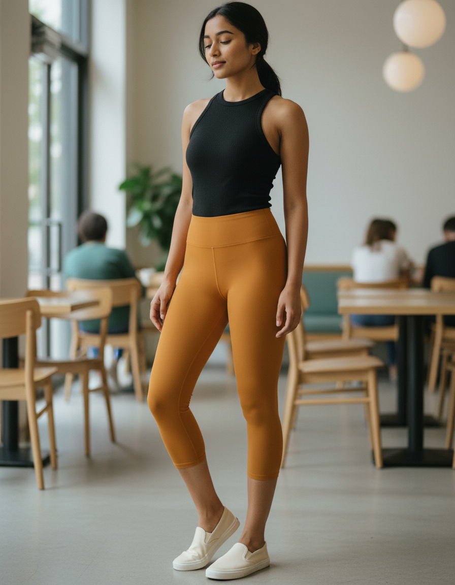 Capri-Yoga Leggings in Ochre