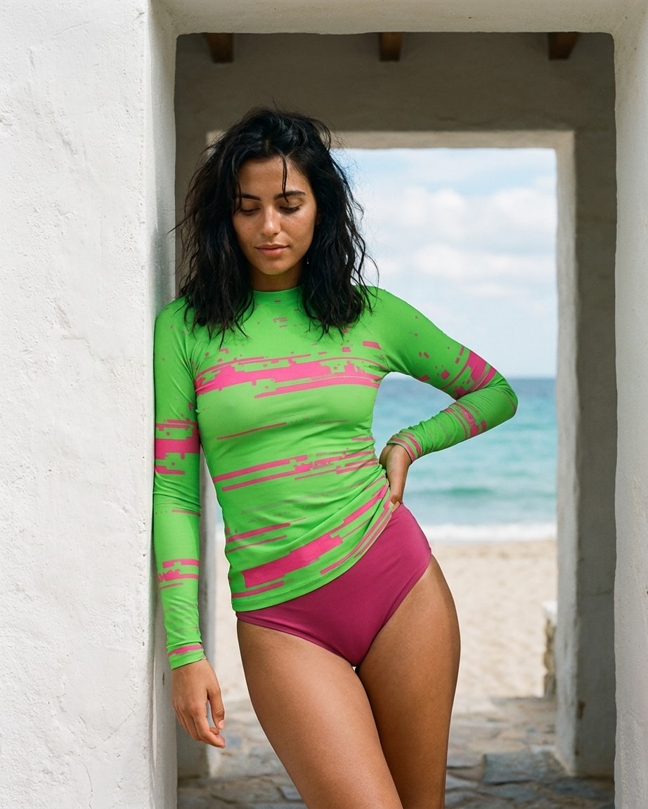 Long Sleeve in Green Magenta Mosaic