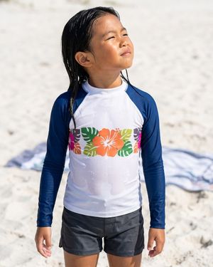 Girls Aloha Spectrum White Pua Youth Rash Guard Youth Rash Guard — Lolekai