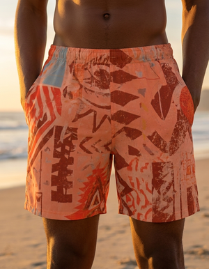 Coral Vortex men's swim trunks