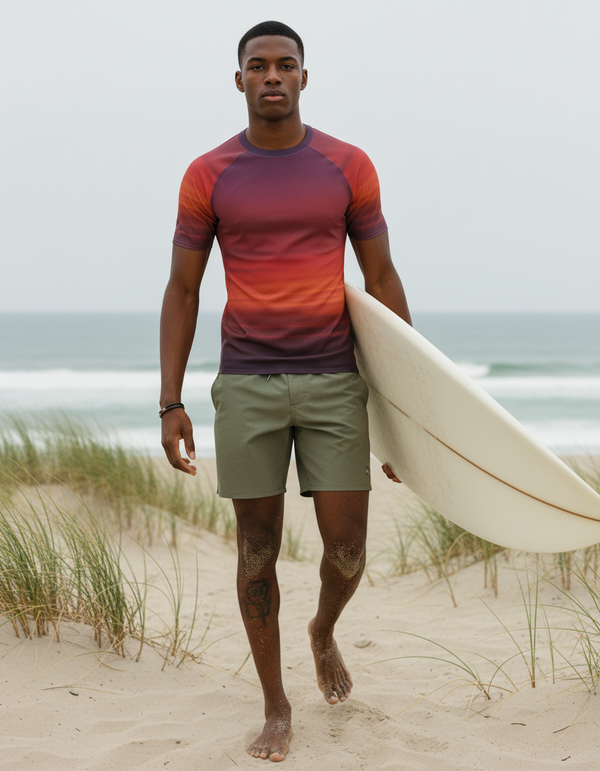 Men's Navy / Neon Orange Solstice Rash Guard