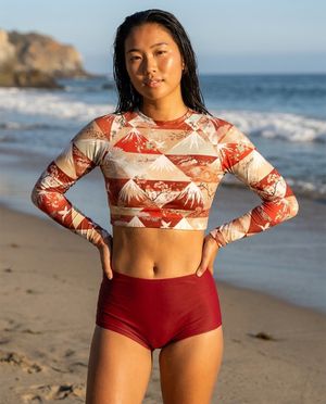 Women's Burnt Sienna Zenith women's crop-top rashguards