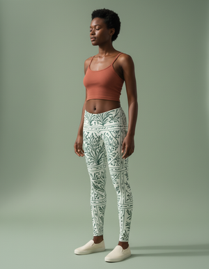 Turquoise Kalam full-length leggings