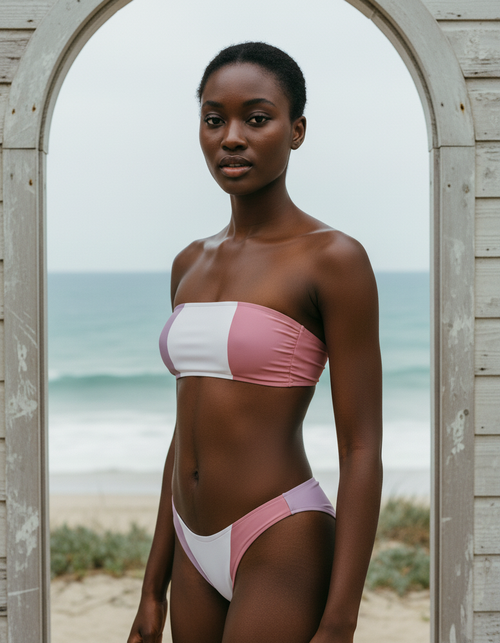 Burnished Lilac Tricolore Bandeau Bikini Bandeau Bikini — Dripper