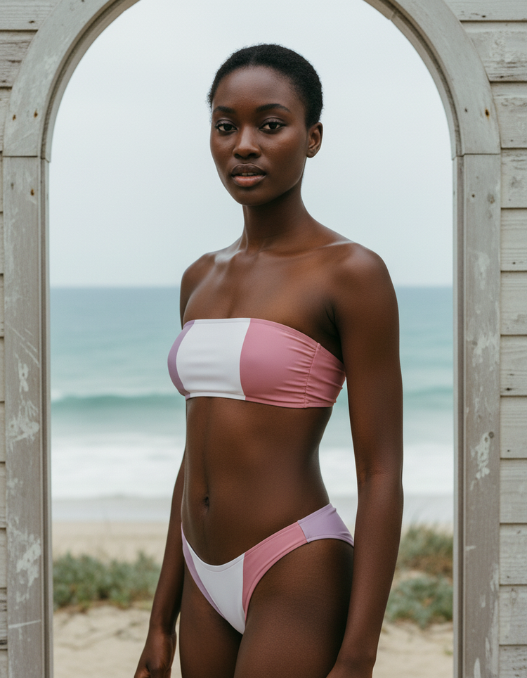 Burnished Lilac Tricolore Bandeau Bikini