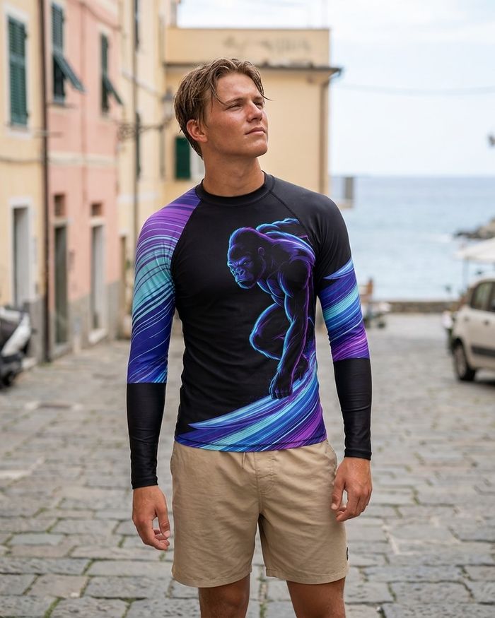 Rashguard — Men's Neon Gorilla Surfer