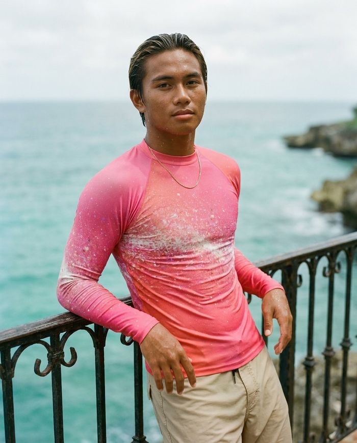 Rashguard — Men's Coral to Hot Pink Pixelate