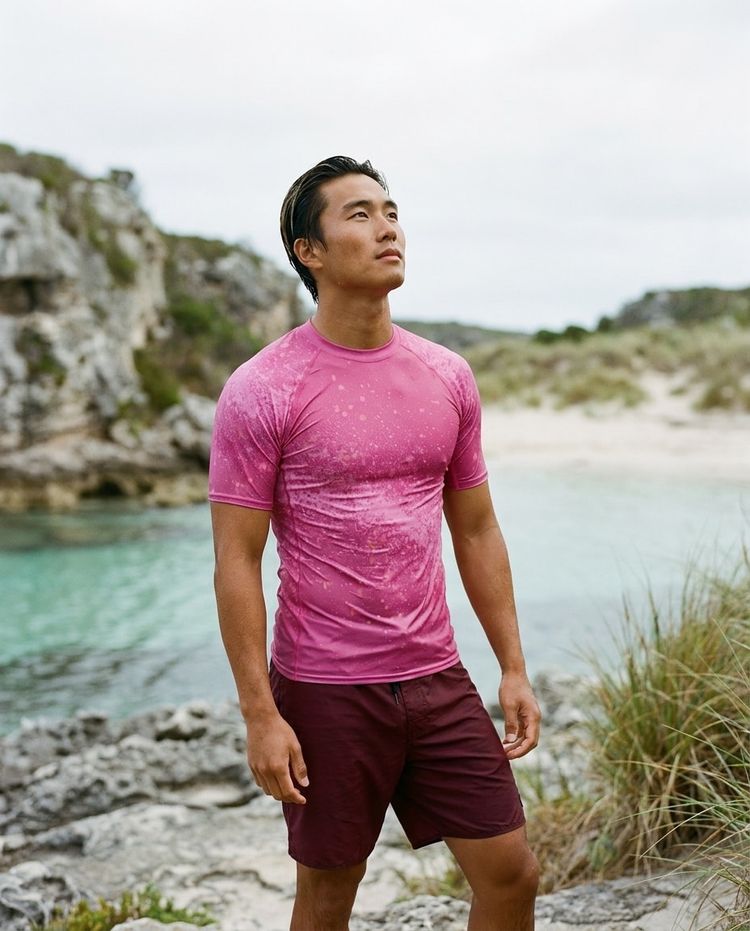 Men's Magenta Pixelate men's short-sleeve rashguards