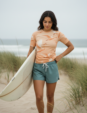 Women's Citrus Orange Cascade women's short-sleeve rashguards