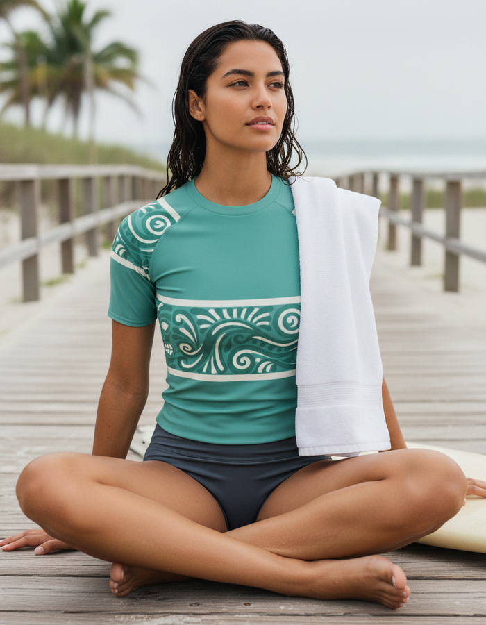 Rashguard — Women's Tahitian Teal Procession