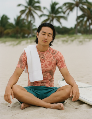 Neon Coral Triton Rash Guard Men's Rashguard — Lolekai