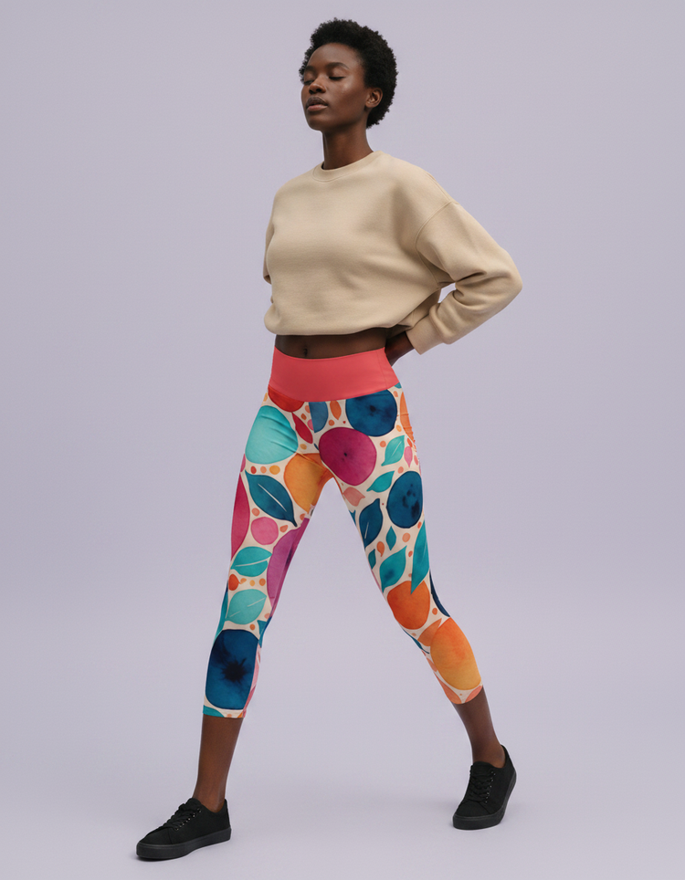 Women's Watercolor Yoga Capri Leggings