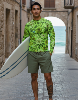 Neon Green Elysium Rash Guard Men's Rashguard — Lolekai