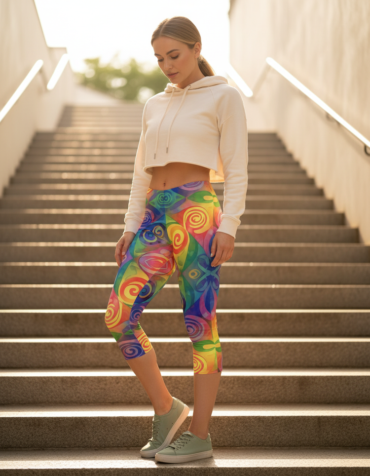 Women's Rainbow Patterns Capri Leggings
