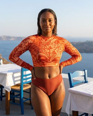 Women's Coral Honua Uli women's crop-top rashguards