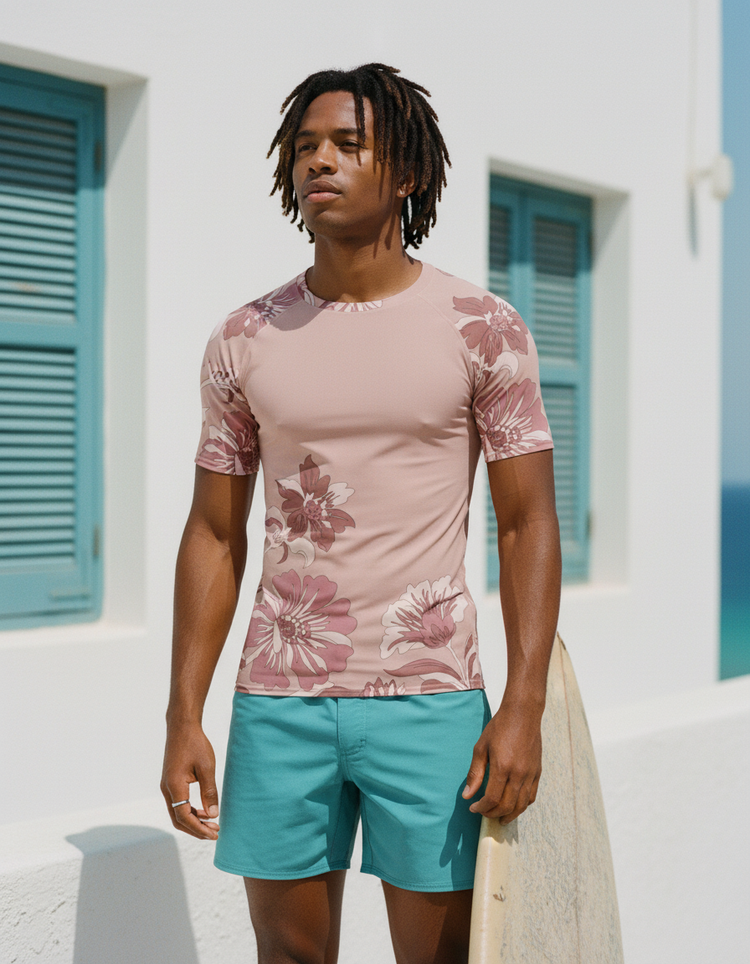 Men's Dusty Rose Elysian men's short-sleeve rashguards