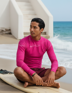 Men's Neon Pink Eclipse men's short-sleeve rashguards