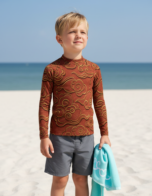 Burnt Sienna Zephyr Rash Guard Kids Rash Guard — Dripper