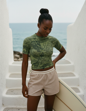 Women's Forest Green Ember women's short-sleeve rashguards