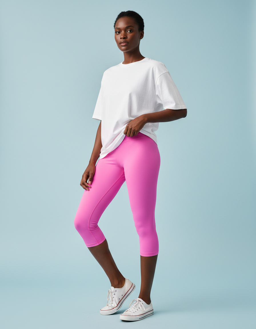 Capri Leggings in Neon Pink