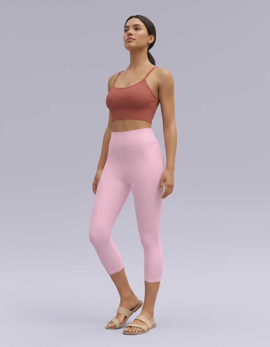 Capri-Yoga Leggings in Baby Pink