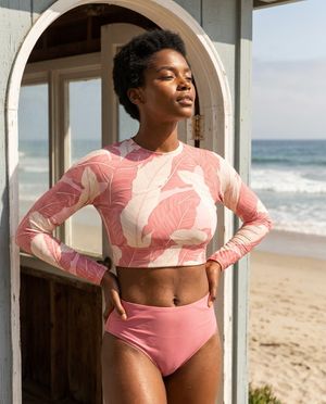 Women's Millennial Pink Verdance women's crop-top rashguards