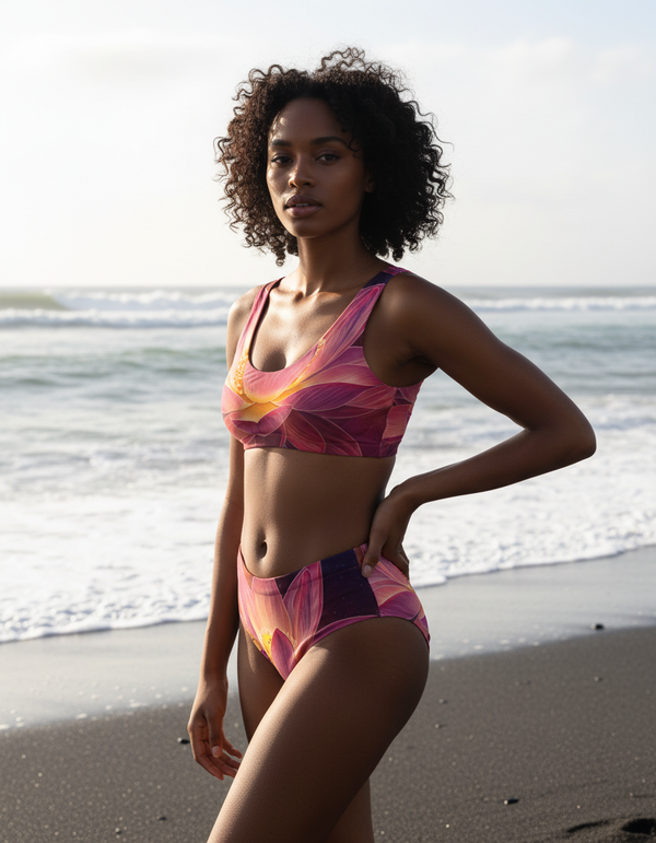 Lotus Collection high-waisted bikinis