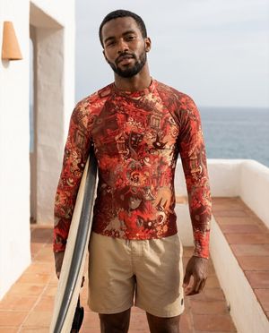 Men's Coral Bakeneko men's short-sleeve rashguards
