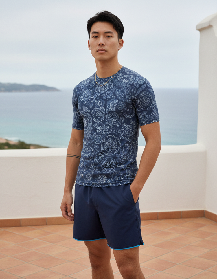 Men's Black and White Patterns Rash Guard