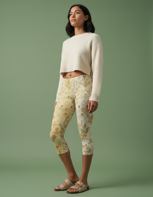 Yellow Rangoon Leggings Capri Leggings — Dripper