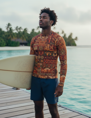 Coral Zafiro Rash Guard Men's Rashguard — Dripper