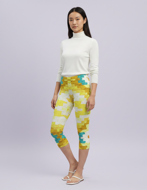 Lemon Yellow Horizon capri leggings