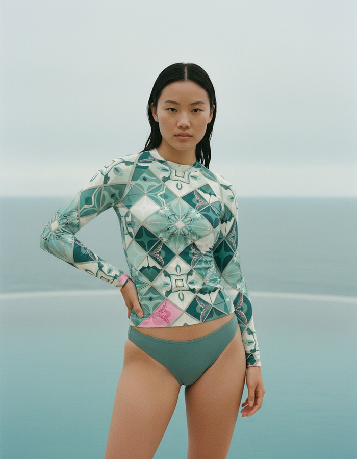 Rashguard — Women's Transformative Teal Poppy