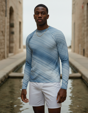 Blue Aura Spectrum Rash Guard Men's Rashguard — Dripper