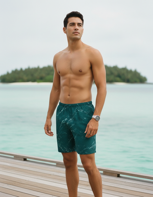 Turquoise Eclipse men's swim trunks