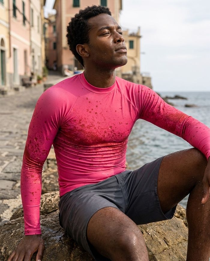 Rashguard — Men's Hot Pink Pixelate